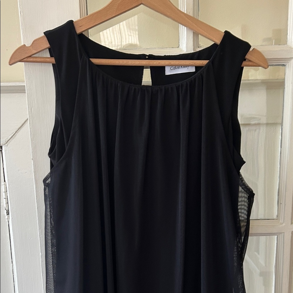 Calvin Klein Black Mini Dress, body con with sheer bubble - Picture 7 of 12